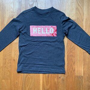Flip Sequin Long Sleeve T-Shirt kids size 4/5  Hello Goodbye Message